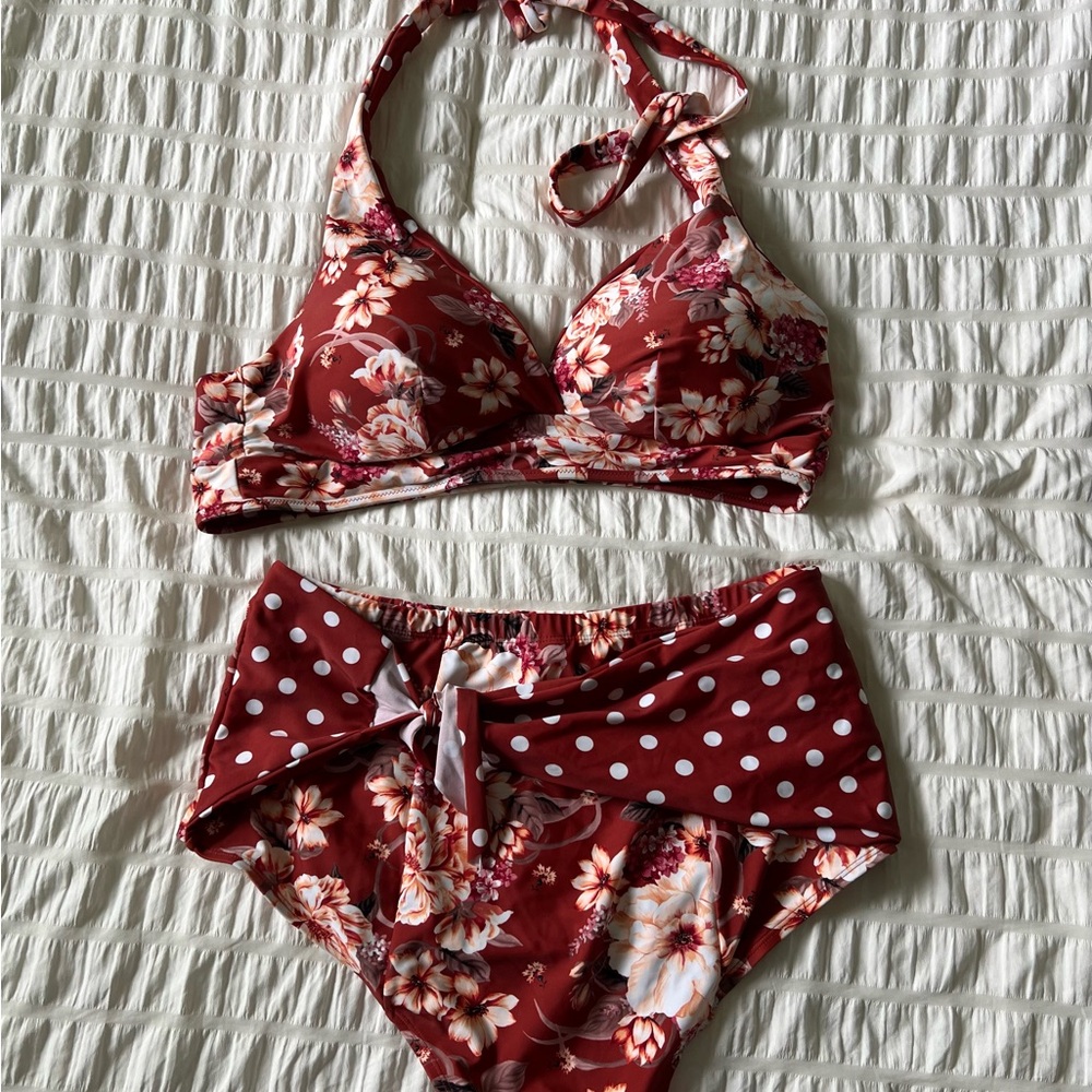 Floral Red Bikini Set
